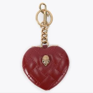 Kurt Geiger NWT Red Leather Heart Mirror Keychain/Bag Charm NIB